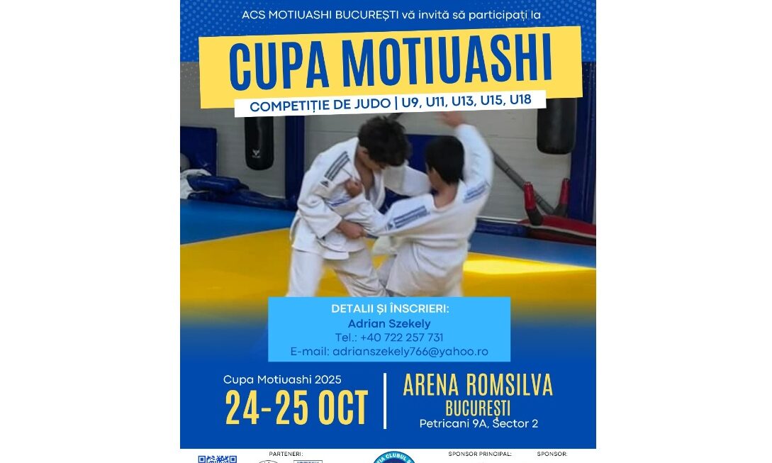 Cupa Motiuashi 2025: viitorii campioni ai judo-ului românesc concurează la București pe 24–25 octombrie 2025